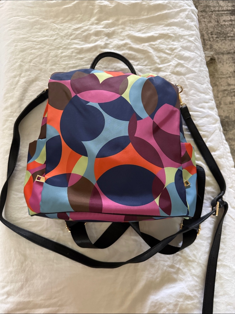 Amphora Colorful Geometric Pattern nylon Women’s Backpack - Multicolor